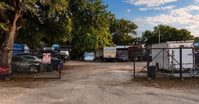 Trailers, box trucks and vehicles stored at the B.O.S. Trucking & Site lot